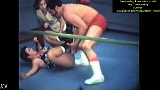 Intense mixed nude wrestling action showdown