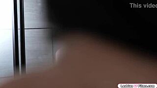 huge tits latina babe spreads legs for shaved pussy licking and fingering orgasm