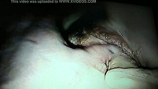 Intense dildo fucking leaves wife's sloppy pussy overflowing with thick cum running down thighs