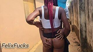 Skinny Slut Bent Over Miniskirt Quickie Outdoor Pussy Pounding