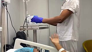 Horny doctor fucks ebony patient deepthroat cowgirl creampie fills her tits with cum