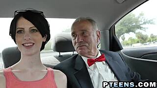 old dude hammers naughty teen hottie's tight pussy cowgirl