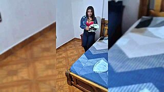 Naughty brunette with big natural tits dares raw motel fuck sans condom