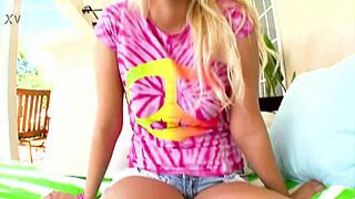 Vanessa Cage chokes on massive cock before gulping hot cum load