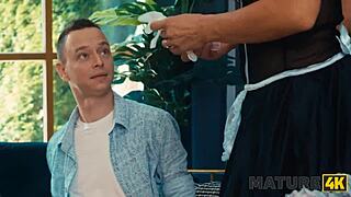 mature maid becomes master's shaved pussy slut dominated in uniform hardcore