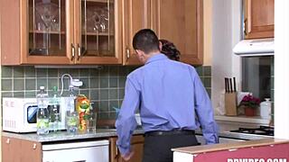 German Milf Fucked Hard in Kitchen Before Massive Facial Cumshot?