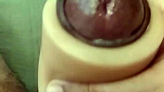 Thick cock throbs in slow motion masturbation explosion