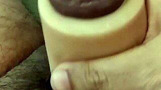 Thick cock throbs in slow motion masturbation explosion