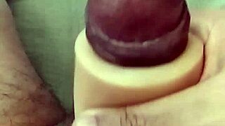 Thick cock throbs in slow motion masturbation explosion
