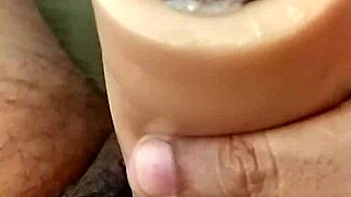 Thick cock throbs in slow motion masturbation explosion