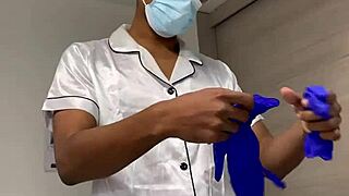 Horny doctor fucks ebony patient deepthroat cowgirl creampie fills her tits with cum