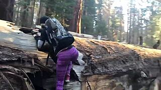 huge cock pounds blonde tits in public trail fuck