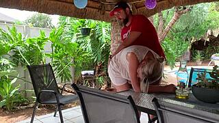 Sexy Ex-Wife Bends Over Skirt For Shaved Pussy Hammering