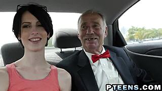 old dude hammers naughty teen hottie's tight pussy cowgirl