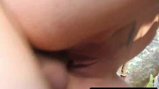 a horny redhead slut bent over for anal in wild jungle depths