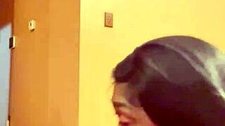 Ebony babe sucks sloppy big black cock before missionary cum on ass