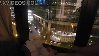 yo i'm rubbing my clit publicly right by this hotel window so exposed