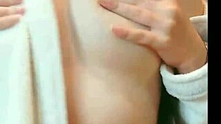 Cute pigtail student fresh from shower gropes big tits and wet pussy hungrily