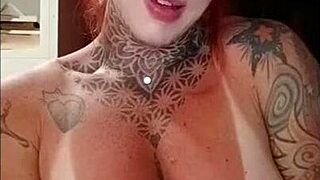 sexy redhead with big tits and tan lines teases fitness fans in my city