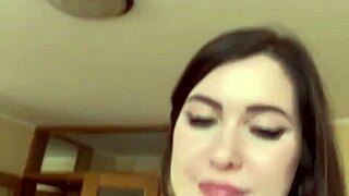 Slutty brunette spreads shaved pussy lips and puffy nipples closeup