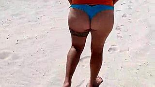 Mexicana whore flashes tits ass groped publicly on beach