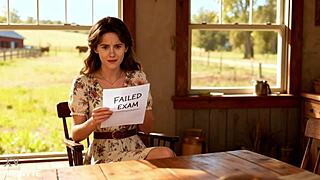 Punished ranch girl endures hard spanking caning