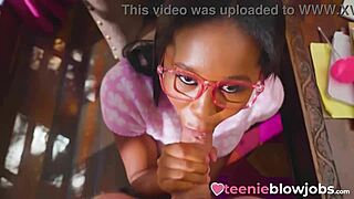 petite ebony teen destiny marshall 18+ slobbers on tutors huge cock deepthroating till facial cumshot