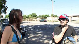 19-year-old brunette meets passionate new neighbor intimately