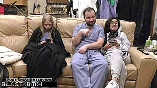 nurse jasmine's hairy pussy creampied deep round two