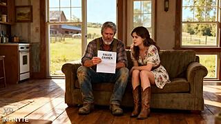 Punished ranch girl endures hard spanking caning