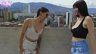 exhibitionist rooftop dawn fuck shocks city view builder