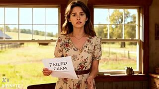 Punished ranch girl endures hard spanking caning