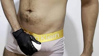 guy strips naked and masturbates wildly in solo session