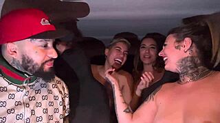 Uber Driver Joins Tanned Lesbian Couple for Wild Car Pussy Licking Orgy