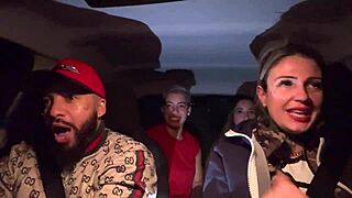 Uber Driver Joins Tanned Lesbian Couple for Wild Car Pussy Licking Orgy