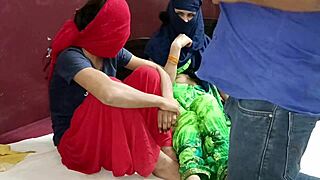 neighbors asian duo bends over for massive cock pounding in desi threesome