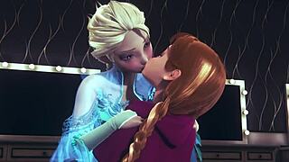 futa elsa fingers and fucks anna's tight holes in frozen parody frenzy