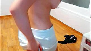 Girl Showcases Shiny Pink Satin Panties Up Close