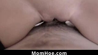 gorgeous milf stepmom slurps sopping blowjob on half-asleep dude!