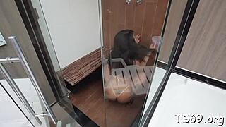 the sultry ladyboy vixen grips tight for a steamy pov tugjob session unfolding