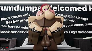 thick redhead bitch railed hard by massive black cock