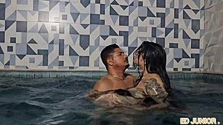 Colombian Antonella's Poolside Fuck Break Tempts Deep