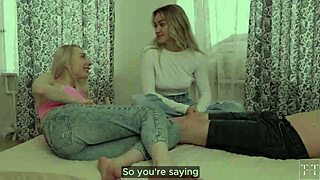 i watch two blondes compete jerking huge cock and sloppy head