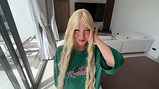 Descriptive skinny princess with small tits fucked in tight pussy