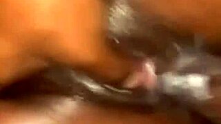 my black ebony amateur oils up and creams on my monster cock missionary