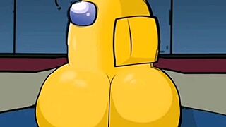 among us impostor bends over two curvy female crewmates for deep doggystyle creampies