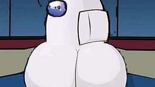 among us impostor bends over two curvy female crewmates for deep doggystyle creampies