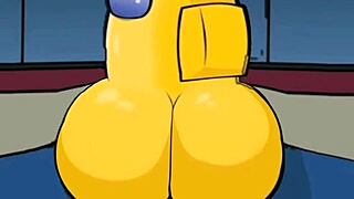 among us impostor bends over two curvy female crewmates for deep doggystyle creampies