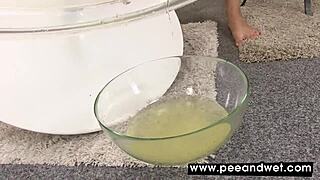 Cute Chick Squirts into Glass Balloon