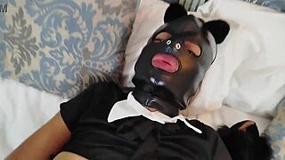 Master bangs masked latina slave in catsuit with anal slaps!